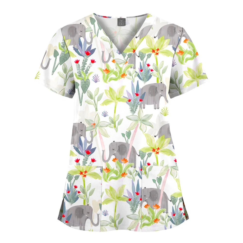 Custom Design Stretchy Colorful Designer Uniform Woman Medical Top Scrub Suit Scrubs Uniforms