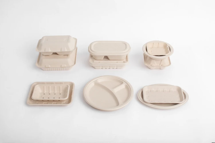 LUZHOU Natural Sugarcane Bagasse Renewable Plant Fiber Tree Free 3-Compartment Clam Shell Container