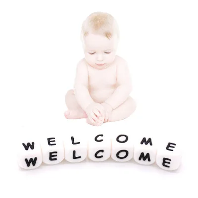  For fashion jewelry in bulk yiwu factory Supplier Wholesale Baby silicone letter beads and teething