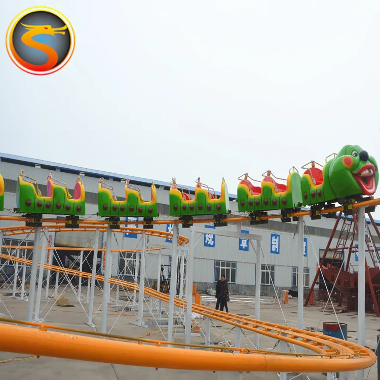 
Sliding Worm Rides Fruit Caterpillar, Outdoor Amusement Park Track Train Roller Coaster Rides For Sale 