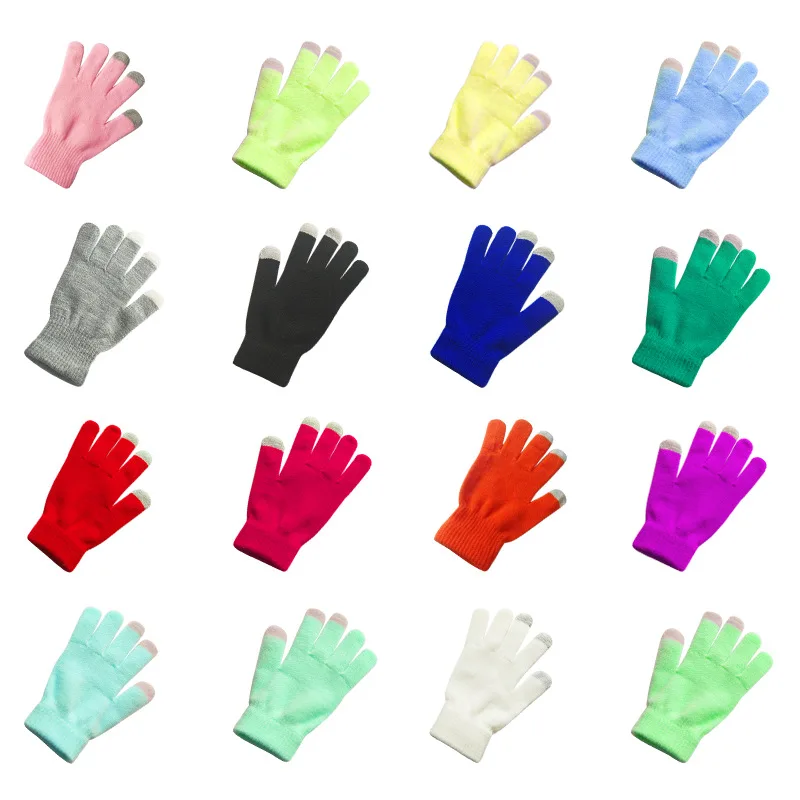 HF winter warm pure color knitted gloves cheap customizable women winter good quality gloves