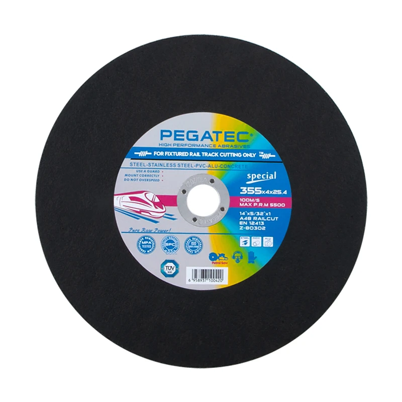 Professional PEGATEC 14' 355x4X25.4mm Grinding and cutting railway track Rail Cut-Off Wheels