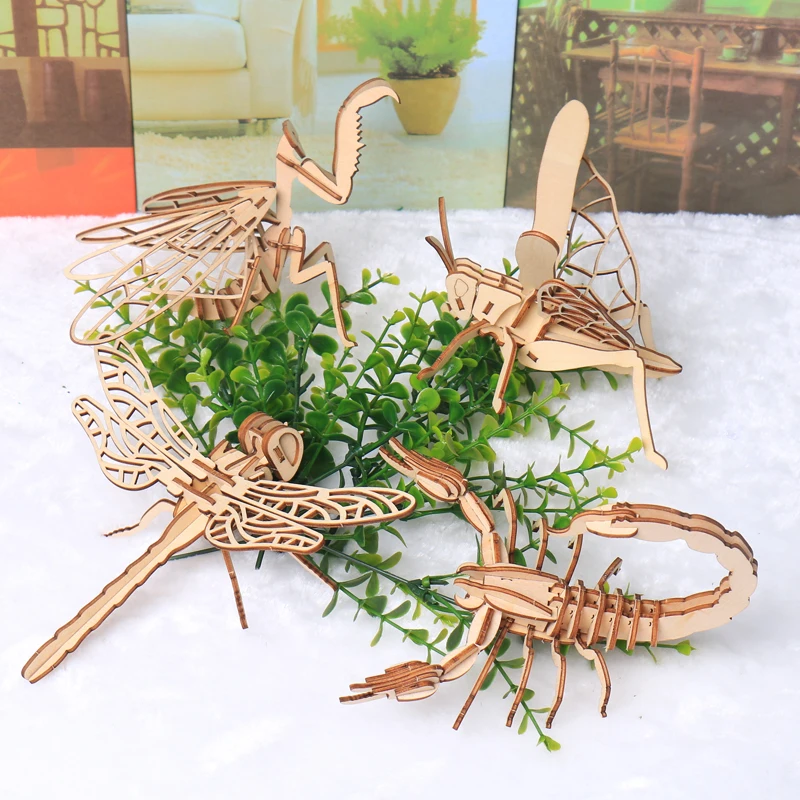 Baby Toy Montessori 3D Puzzle DIY Jigsaw Board Wooden Puzzle Insect Animal Handmade Educational Assembly Toy Gift for Children