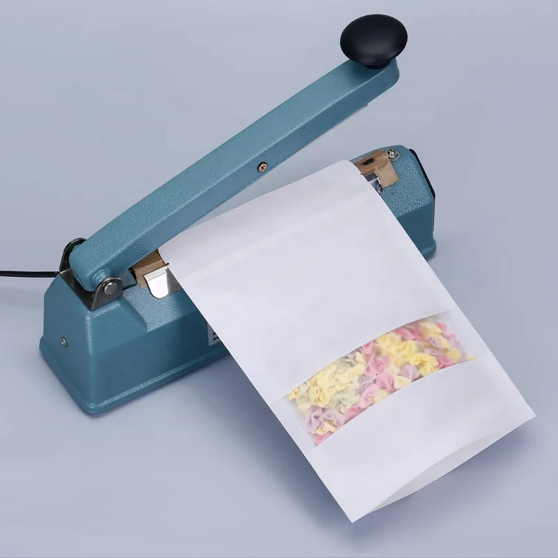 Ziplock White Kraft Craft Paper Standing Up Pouches Food Packaging Zipper kraft paper Bags With Window