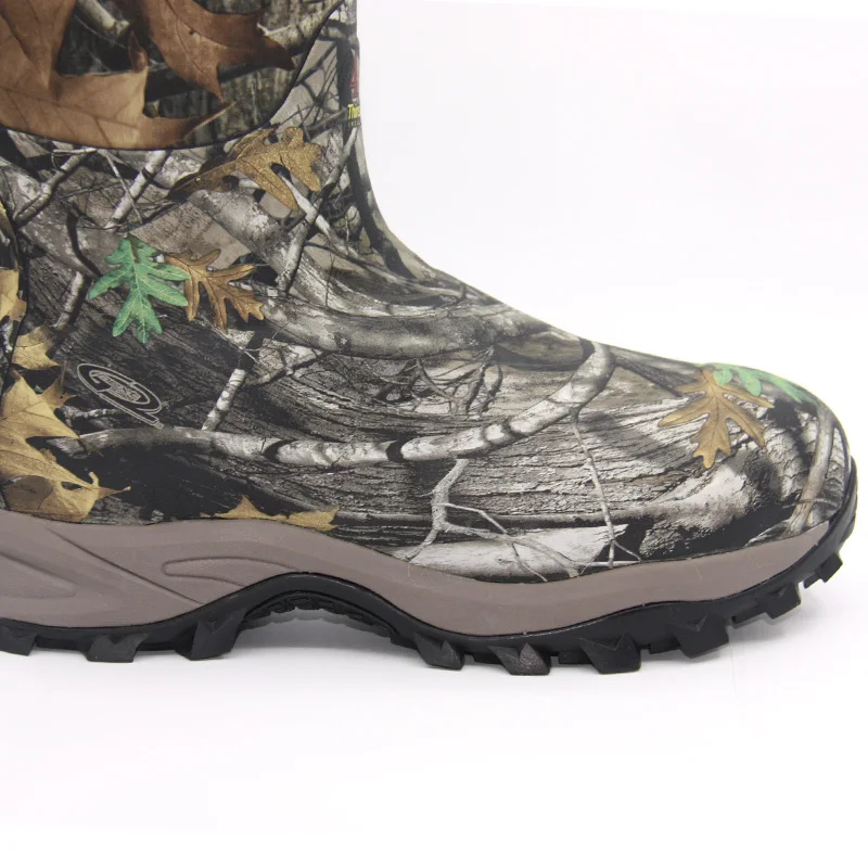 OEM manufacture rubber waterproof camouflage neoprene rubber hunting boots long rain boots for men outdoor