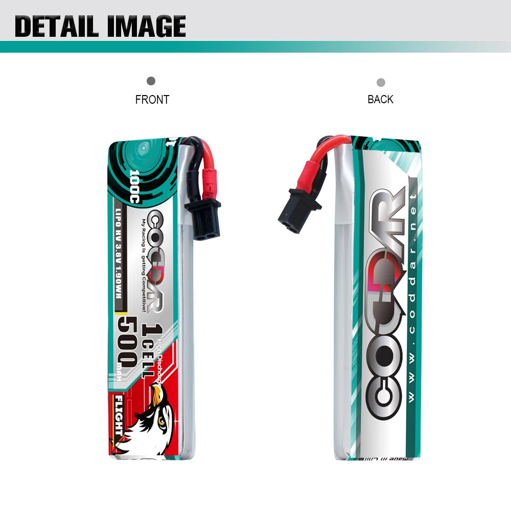 CODDAR LiPo Battery 1S 500MAH 3.8V 100C A30 with Cabled FPV Drone High Voltage HV LiHV Lithium Polymer