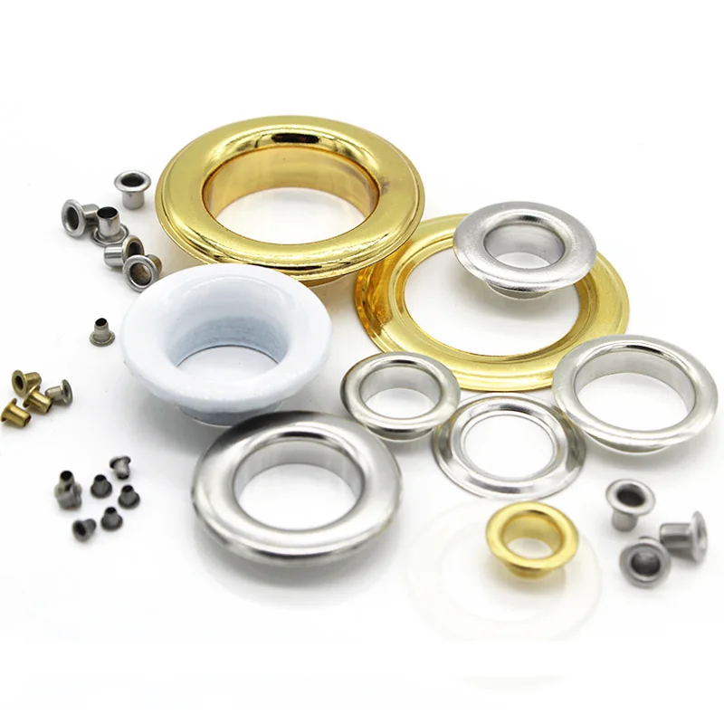 Wholesale metal eyelet grommets with washer brass hoodie eyelets and washer with tool for curtains