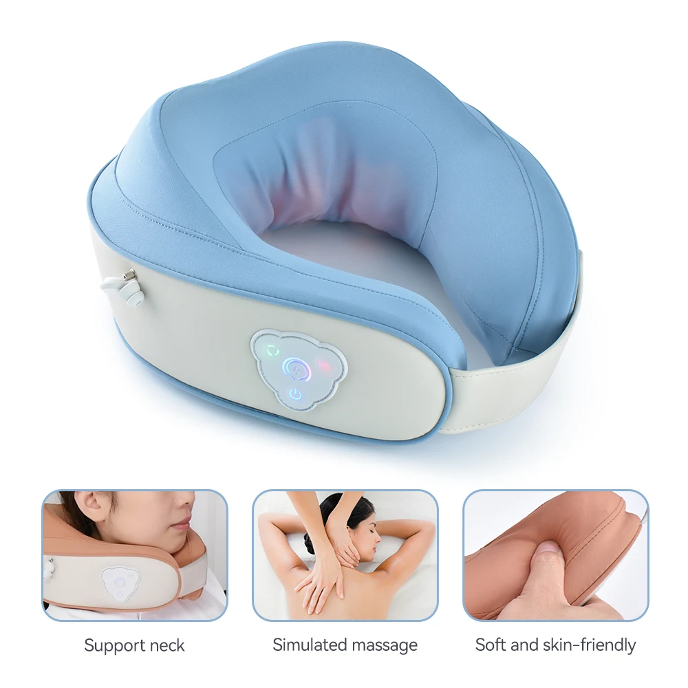 Portable wireless heat electronic vibration rechargeable 3d kneading neck massage machine