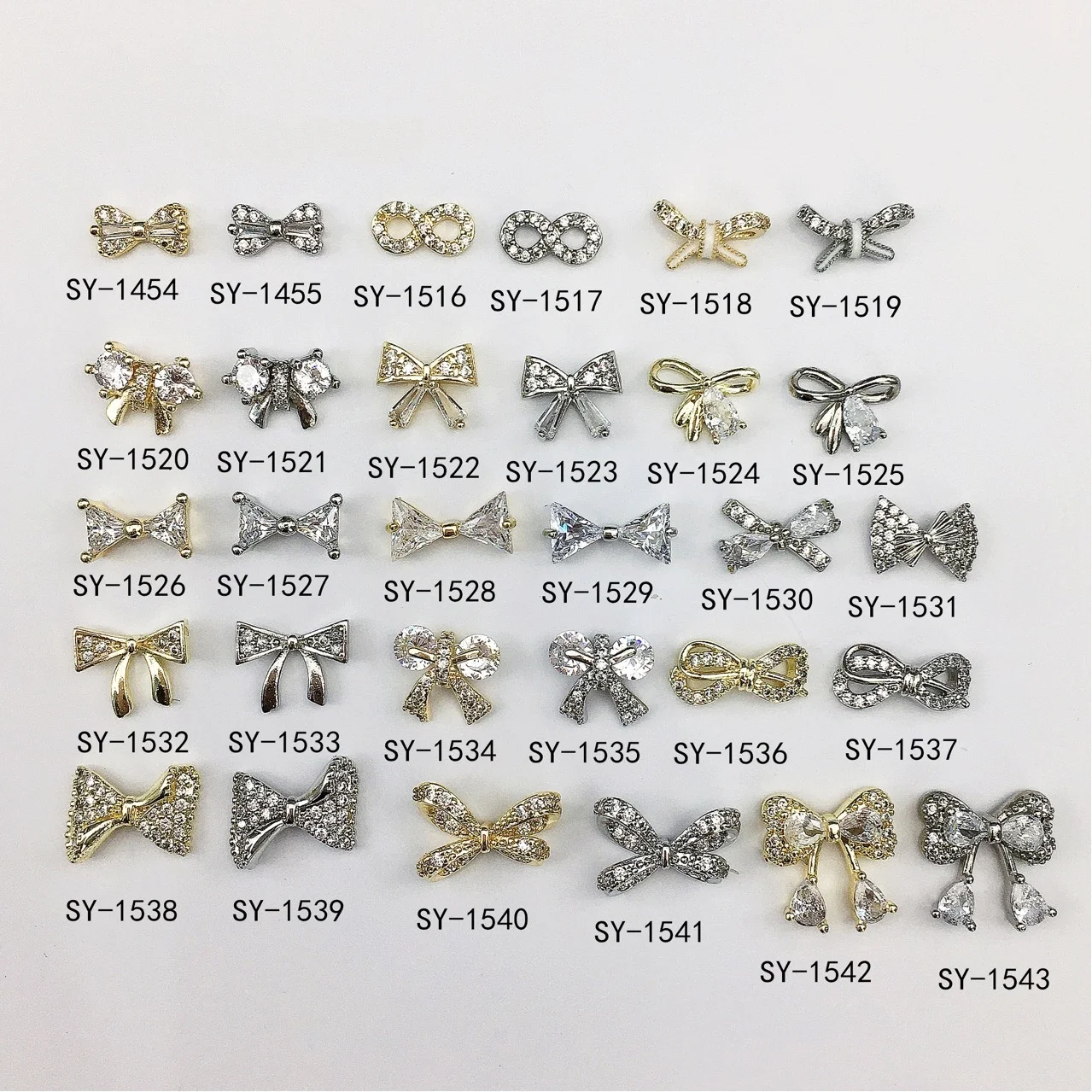 Wholesale Zircon Luxury Super Shiny Bowknot Love Diamond Nail Jewelry Alloy Nail Art Charms