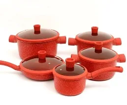 10pcs Aluminum Granite Nonstick Cookware Sets Forged Aluminum Non-stick Casserole Pot Cookware For Kitchen