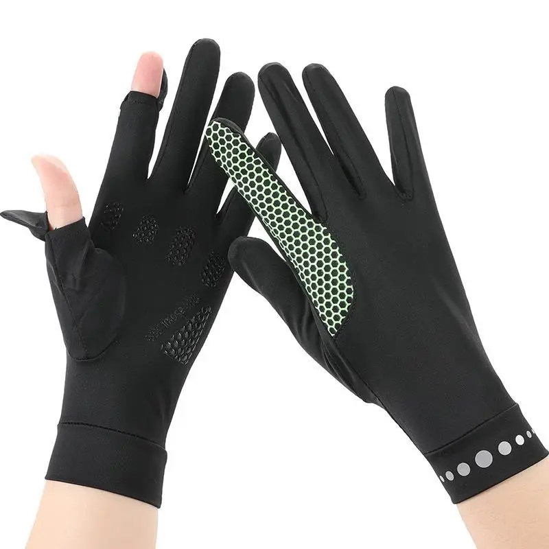 Hot Sale Sunscreen Fast Dry Breathable Driving summer Cycling Gloves Of  Two Fingers Ice Silk Winter Gloves