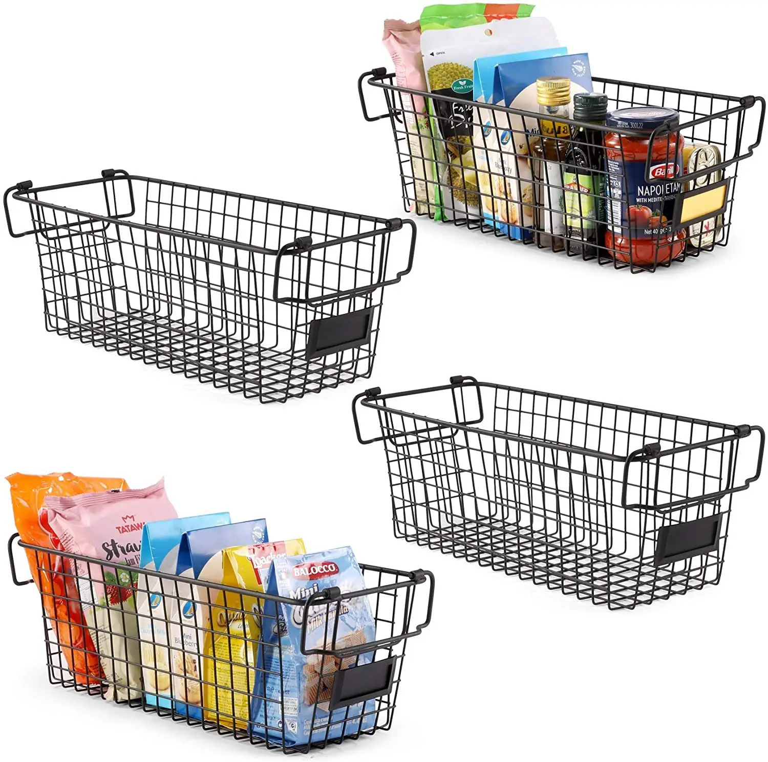 Wholesale Stackable Wire Mesh Baskets 2 PCS Pantry Storage Metal Wire Fruit Basket