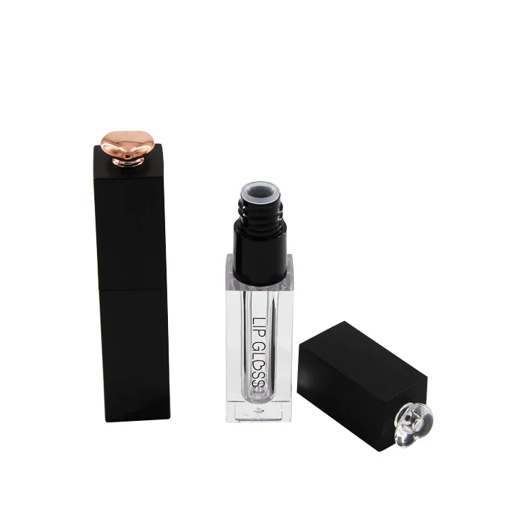 Fashion empty square lipgloss packaging luxury heart shape diamond decoration lip gloss tube