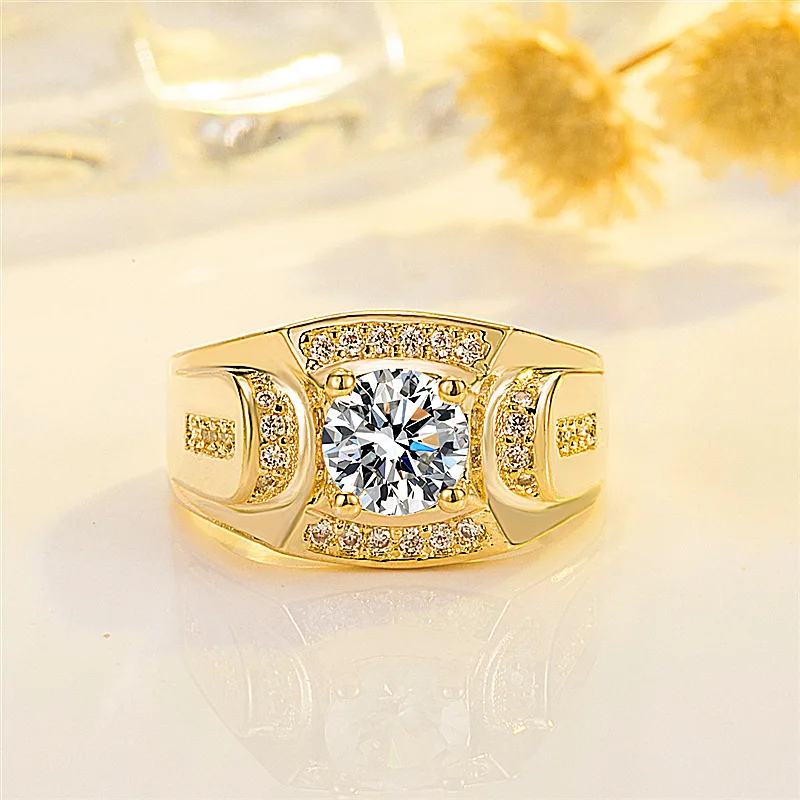 Charm Fashion Trendy Factory Wholesale 18 K platinum plated one carat diamond ring for men