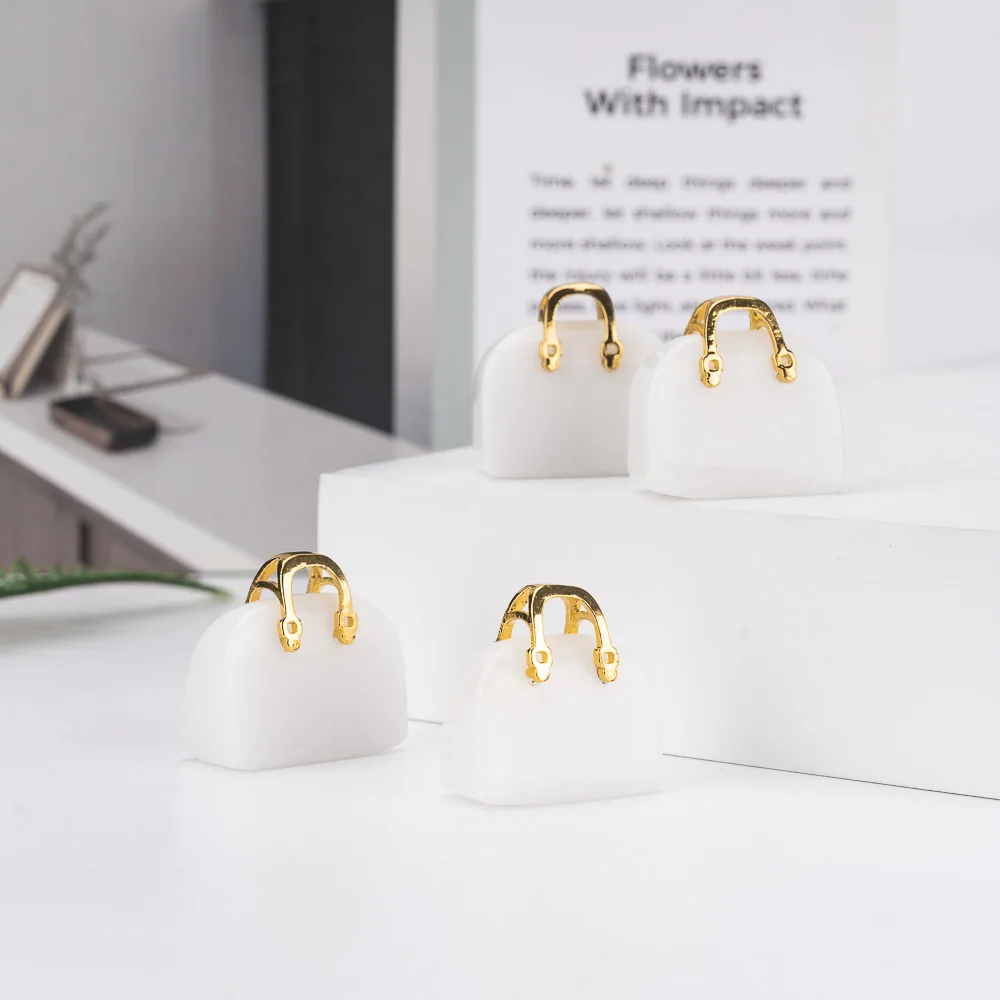 BZ JADE TIFA Factory wholesale 1 inches fine white jasper Purse Carving Handbag Pendant Gemstone Purse for Crafts Gifts