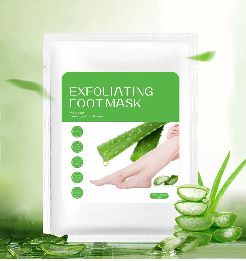 Private Brand Aloe Vera Foot Mask Exfoliating  Whitening Moisturizing Foot Care Support customized logo
