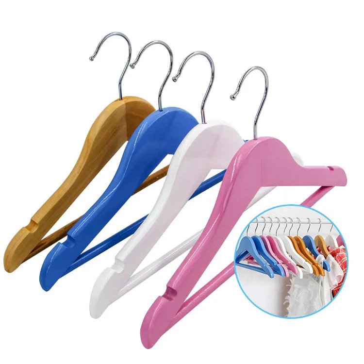 Boutique Clothing Children Kids Baby Clothes Custom Wooden Wood Coat Hangers with logo for Hanger