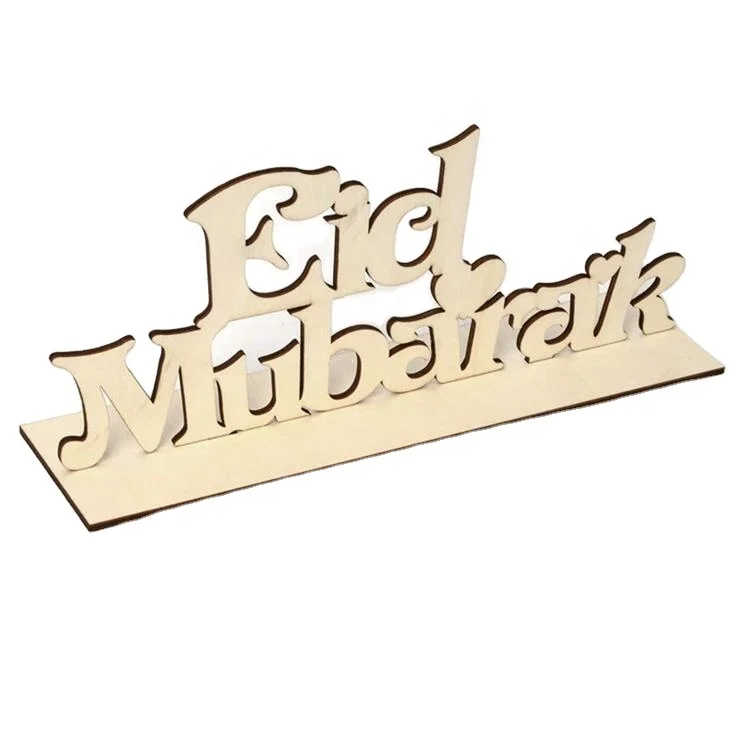 DIY Letters Islamic Home Decoration Ornaments Wooden Eid Mubarak Craft Muslim Ramadan Decorations