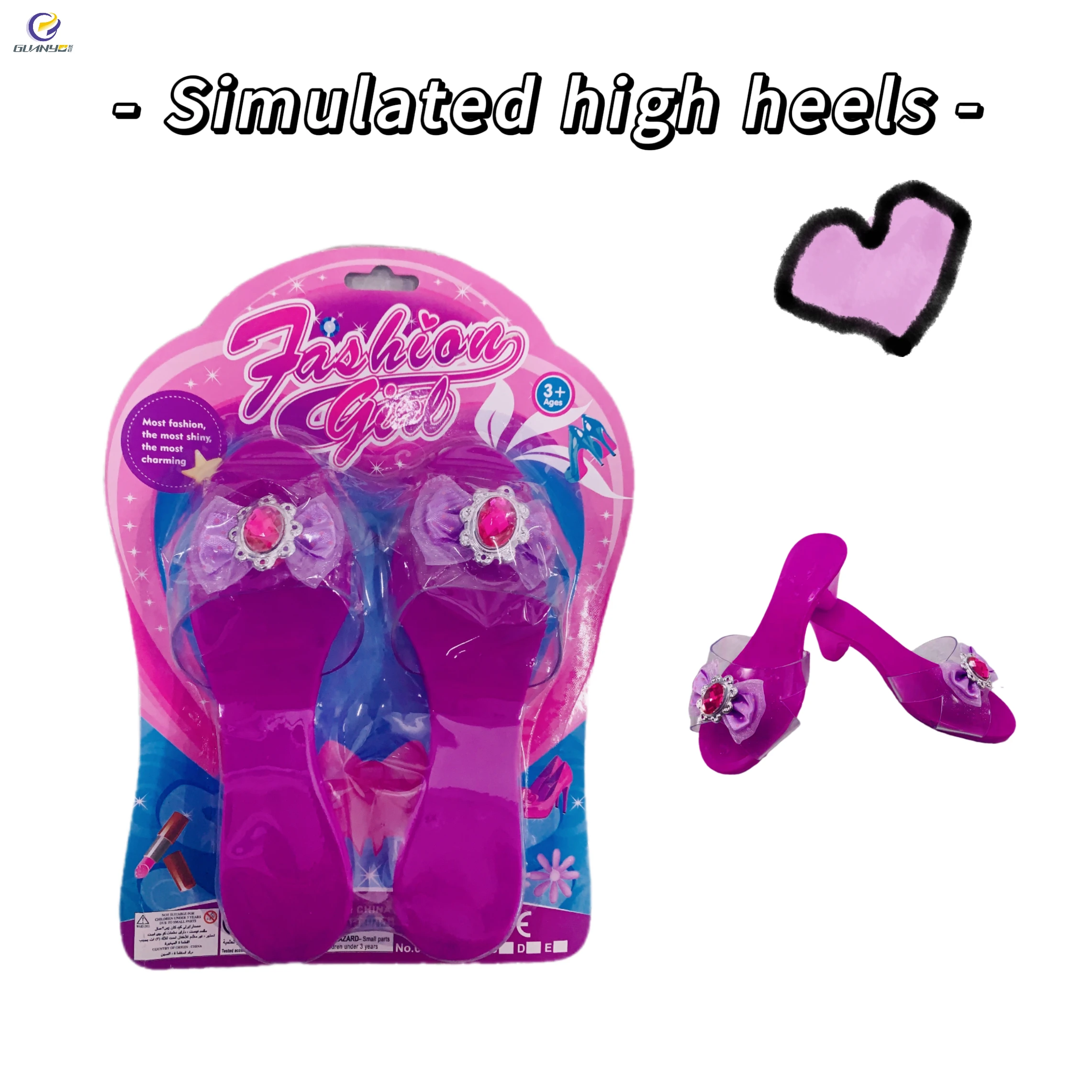 Фабричная оптовая цена имитация принцессы на высоких каблуках пластиковая игра нарядная обувь с кристаллами игрушки для детей