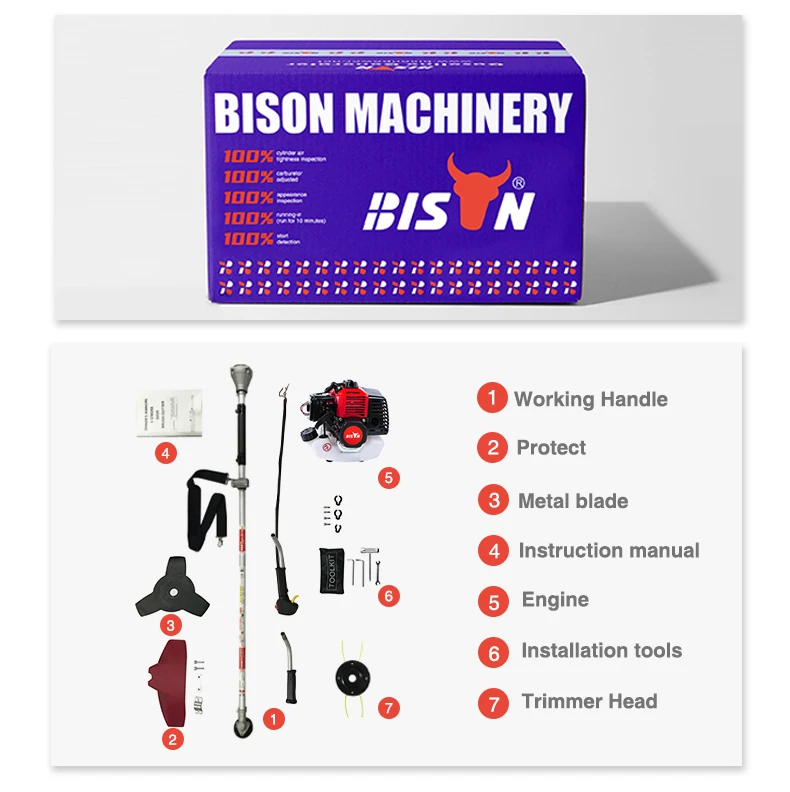 Bison Professional Brush Cutter And Grass Trimmer 4-stroke 52cc Petrol Grass Cutting Machine