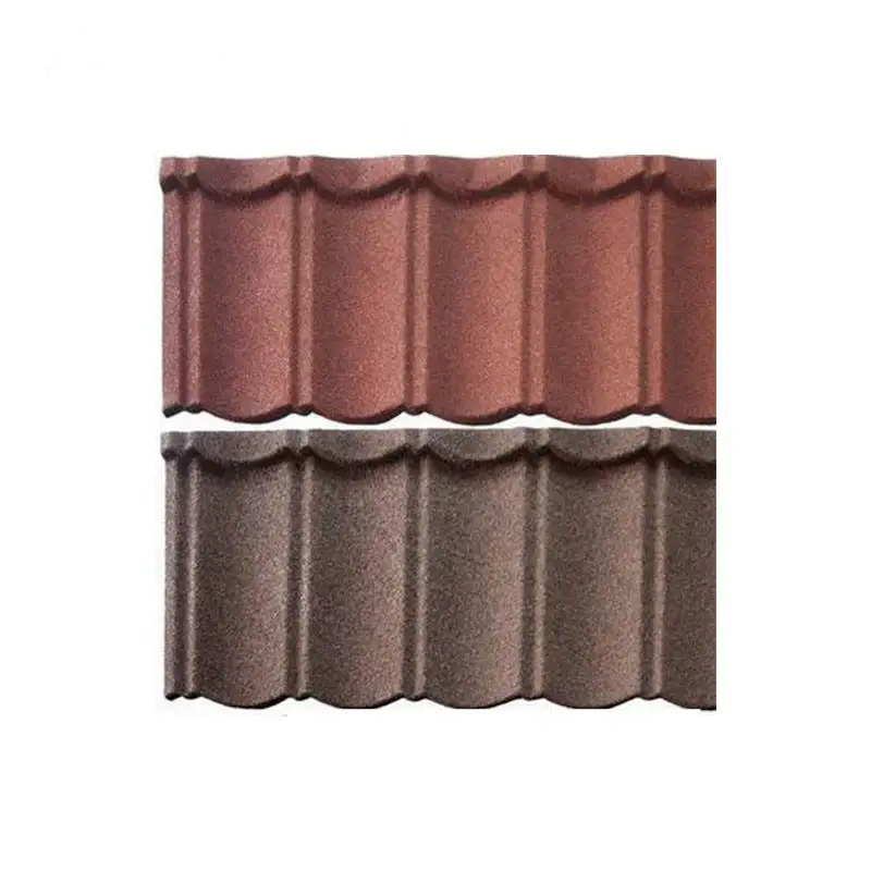 Durably Coated Flat Colored Stone Metal Roof Tiles Building Materials with Aluminium Clay Hotel Construction Roofing Solutions