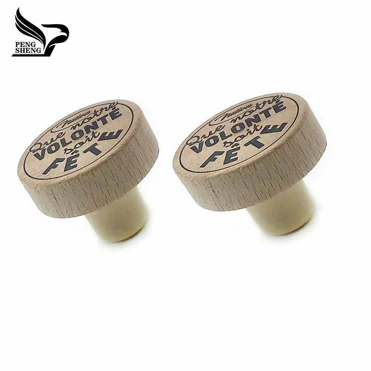 Customized luxury wooden bottle stopper T shape gin whiskey spirits whisky bottle synthetic cork stopper wooden vodka cap