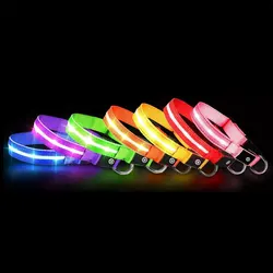 Pet Supplies custom private label  luxury Polyester reflective webbing Pet Dog Cat collars  light up flashing led dog collar