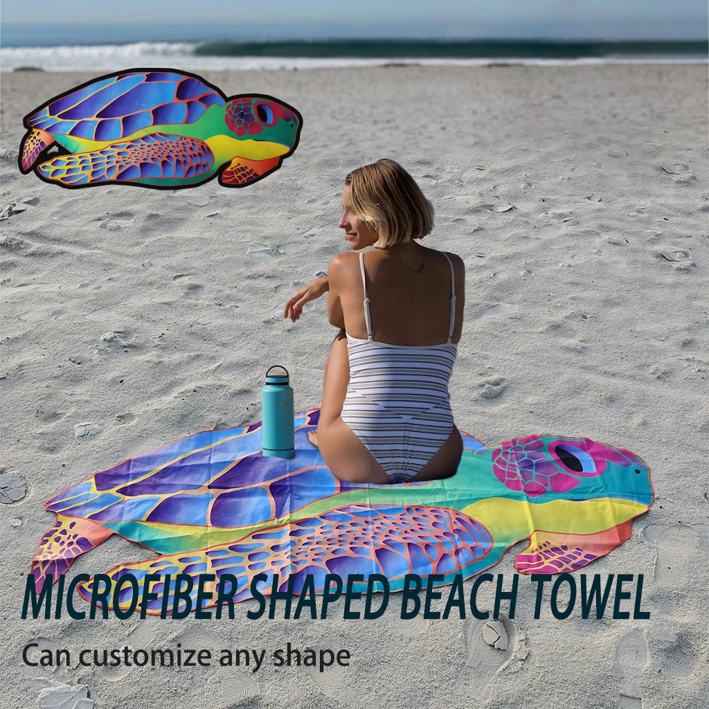 wholesale round beach towel quick dry sand free custom logo and bag turtle microfiber beach towel