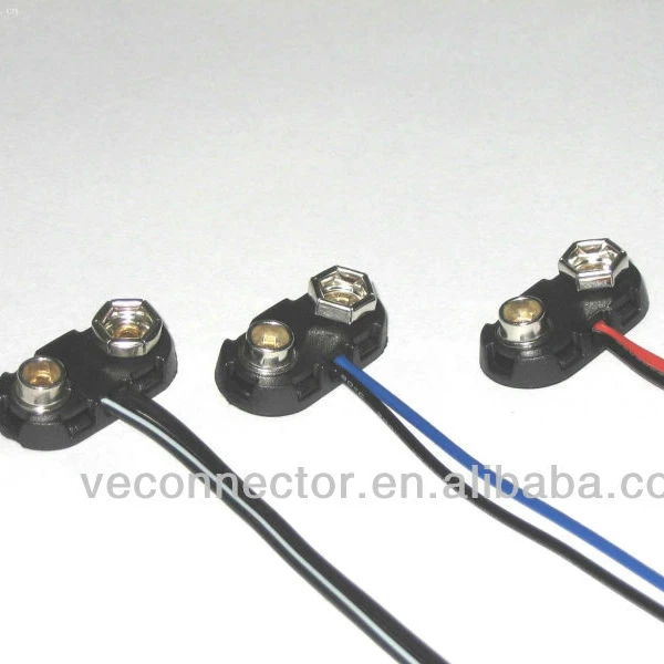 9V black Snap holder with 150mm red/black wire for LED light