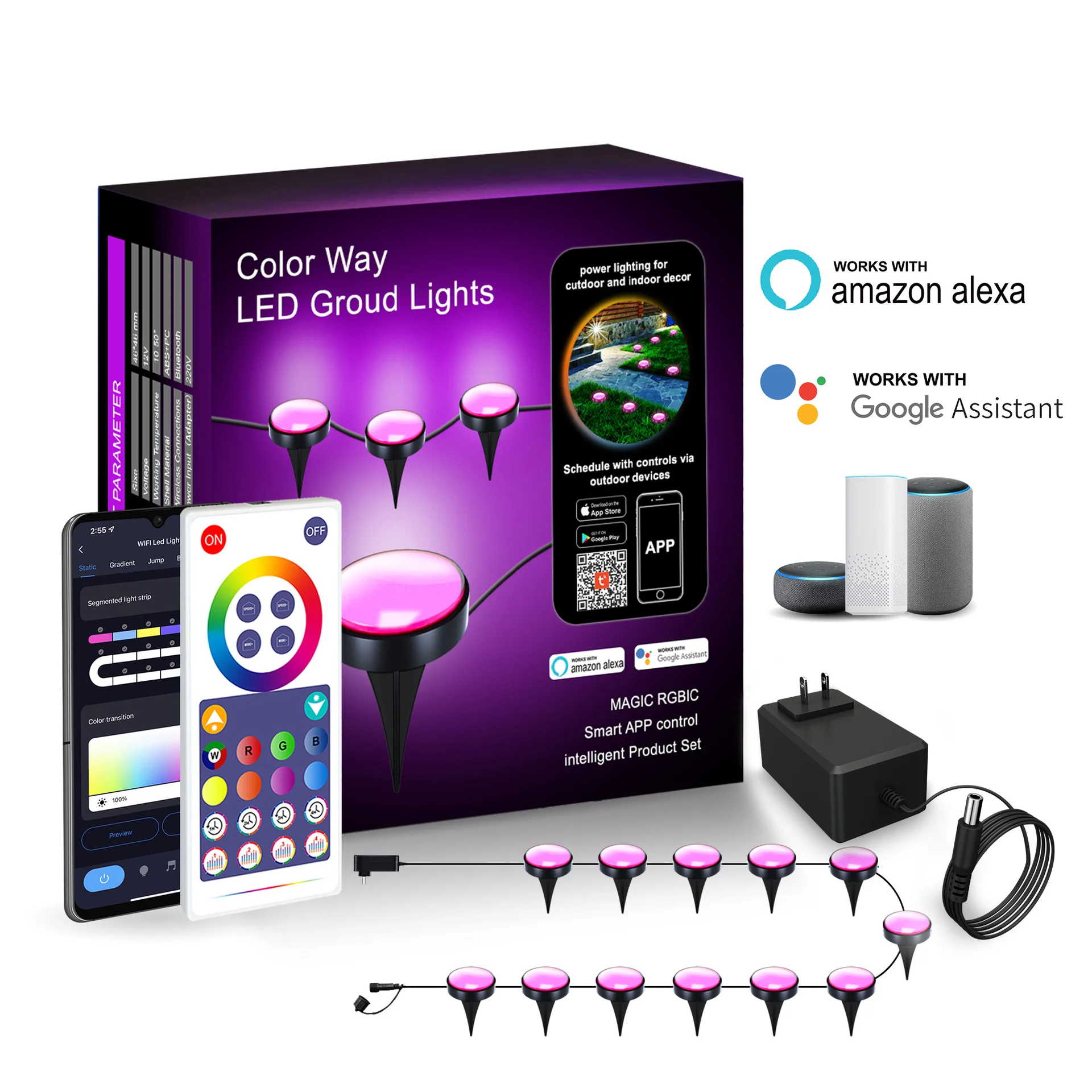 Tuya Arrival Outdoor Waterproof Led Landscape Lighting Wifi Smart Control With 10M 15 Lights For Garden Lawn Pathway Lighting