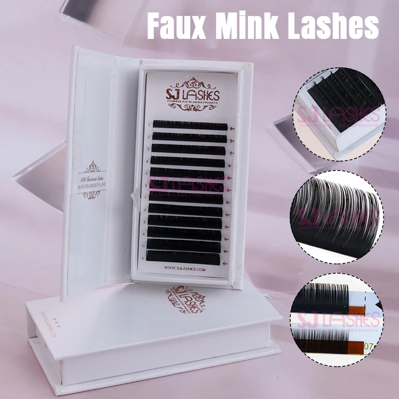 Korea PBT Premium Individual Mega Volume Lash Trays J B C D CC DD L M Curl Mink Cashmere Fan Lashes Extensions 0.15mm Customized