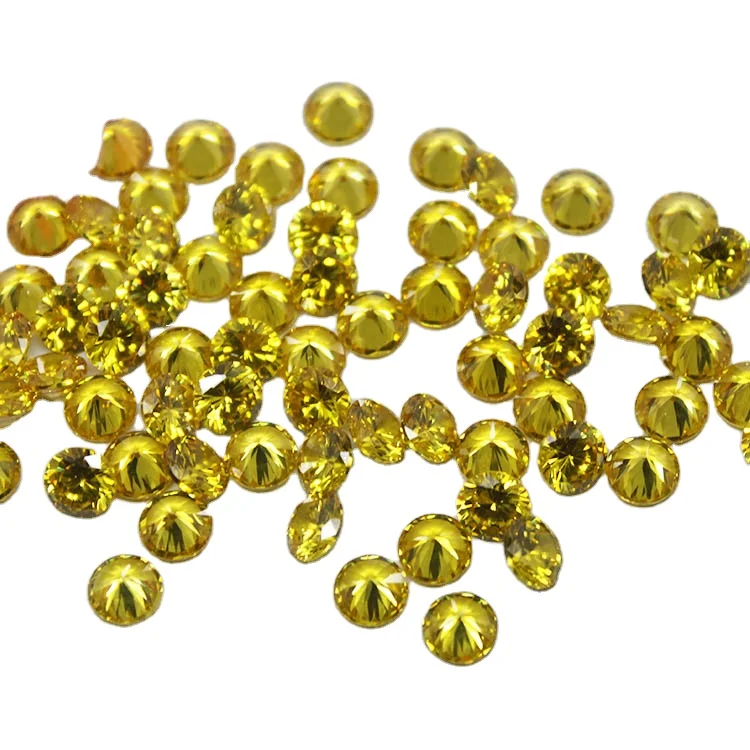 Synthetic Color Gemstone Round Brilliant Cut Yellow CZ Stone