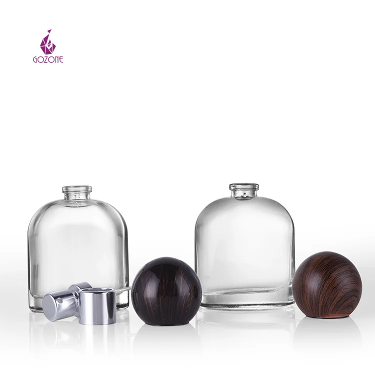 Flat Round 50Ml Small Perfume Glass Bottle With Spray Lid
