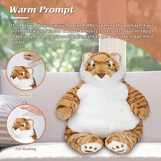 Adorable Chubby Tiger Plush Gift for Kids Children Super Soft Tiger Hugging Pillow Giant Tiger Stuffed Animal Plush Toy