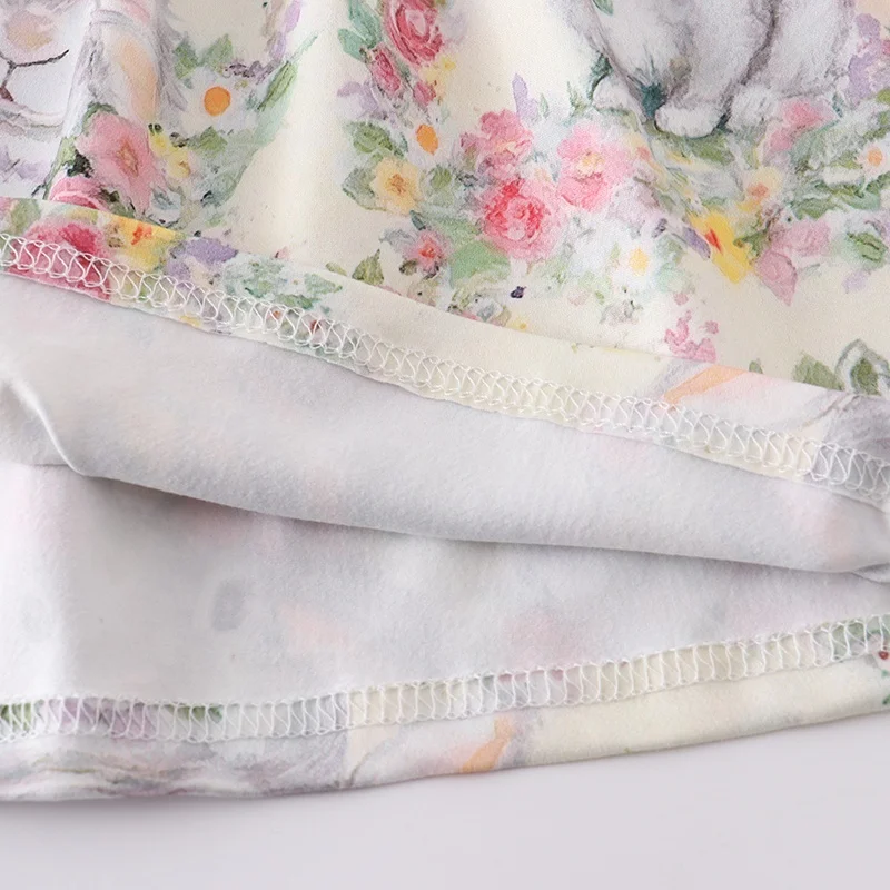 Girlymax 2023 Easter Bunny Rabbit Milk Silk Ruffle Short Sleeve Knee Length Boutique Twirl Baby Girls Kids Dresses