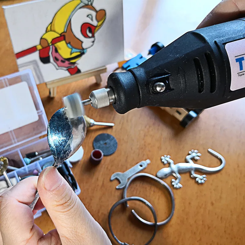 TASP 220V 130W Electric Mini Drill Set Variable Speed Engraver with  5pcs Accessories & Attachments Rotary Tool Kit