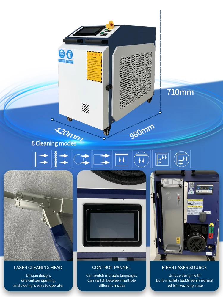 Laser cleaning machine 1500w 2000W 3000W cost-effective cleaning  rust removal laser machine