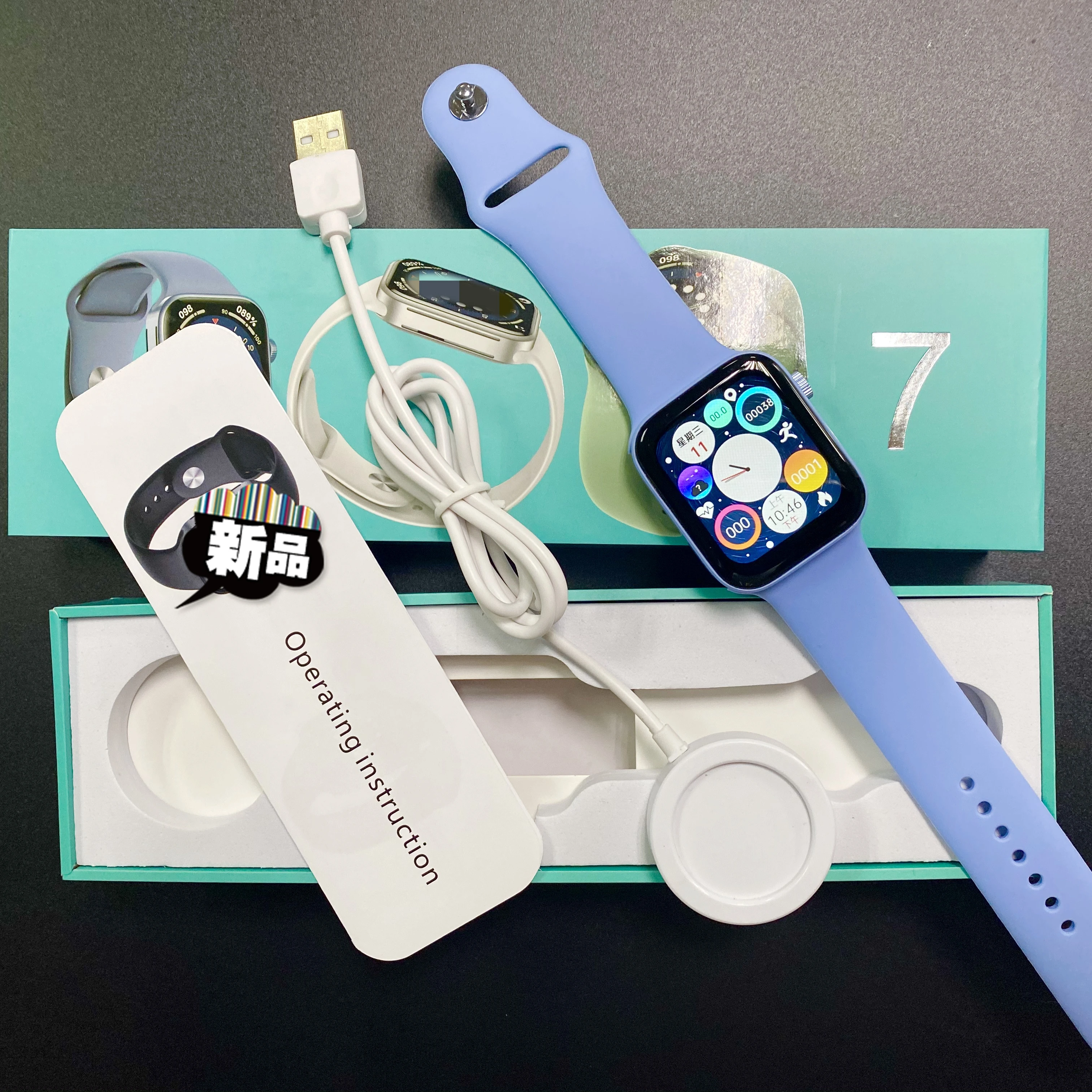 
2021 Smart Watch 7 N76 Waterproof Heart Rate Monitor BT Relojes Inteligentes Full Touch Screen Wireless Charging Smart Watch 