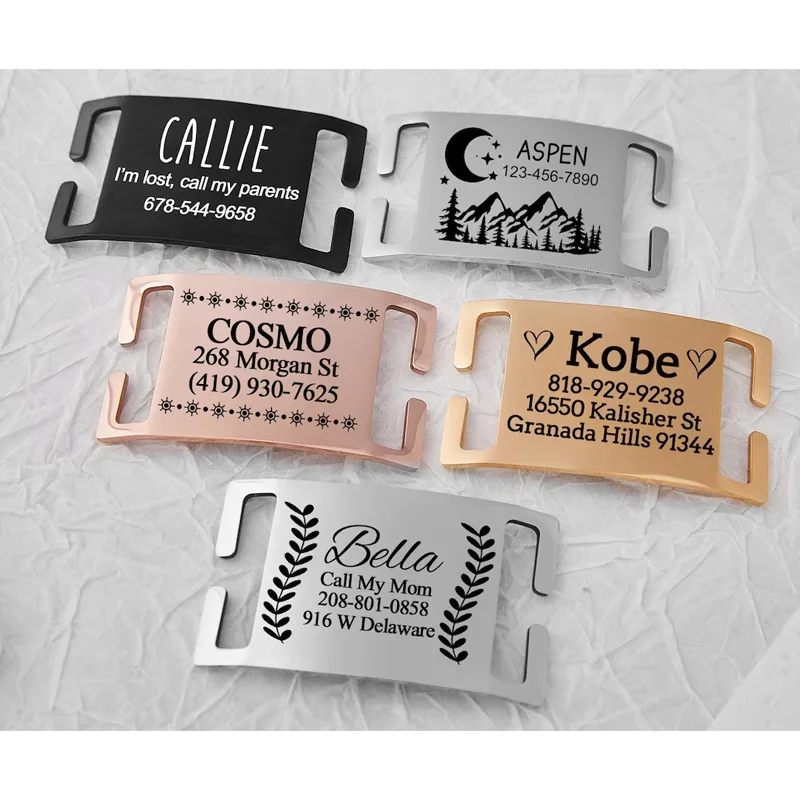 Custom Engraved Dog Name Tags Cute Slide-On Pet Cat Collar Id Tags Pendant Style Personalized Dog Pendants Charms