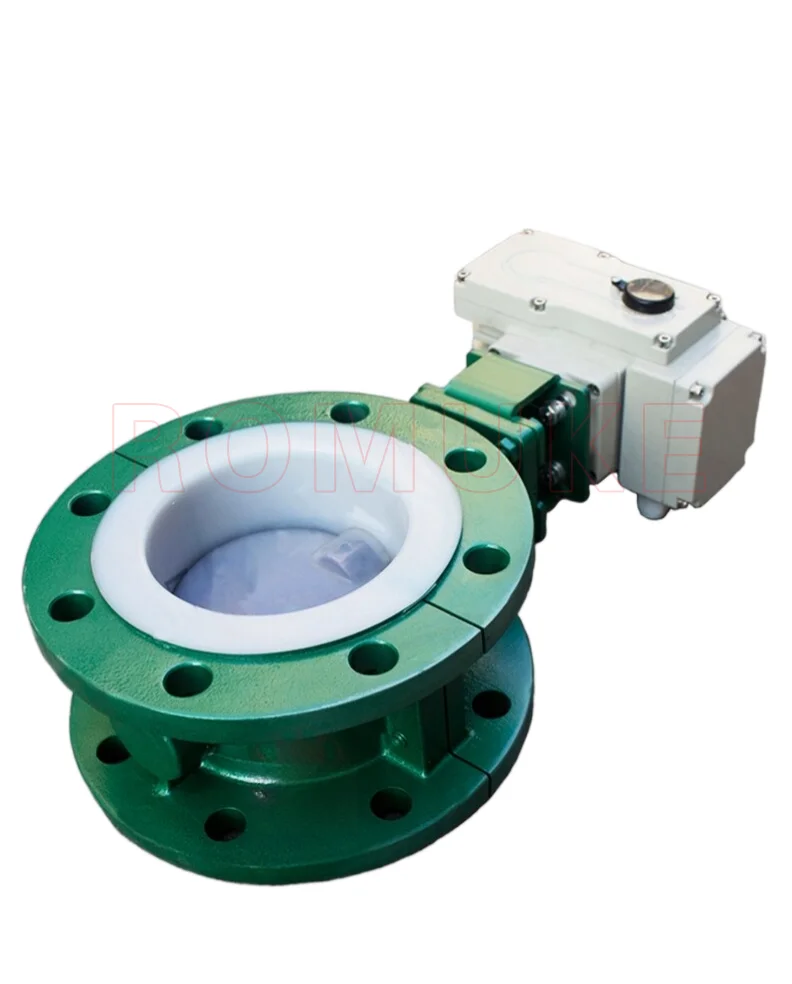 Cast steel lined PTFE PFA electric flange centerline soft sealing butterfly valve