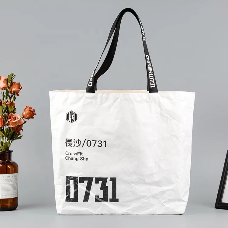 Eco-Friendly Coated Tyvek Bag Waterproof Dupont Tyvek Paper Shopping Tote Bag Custom Print