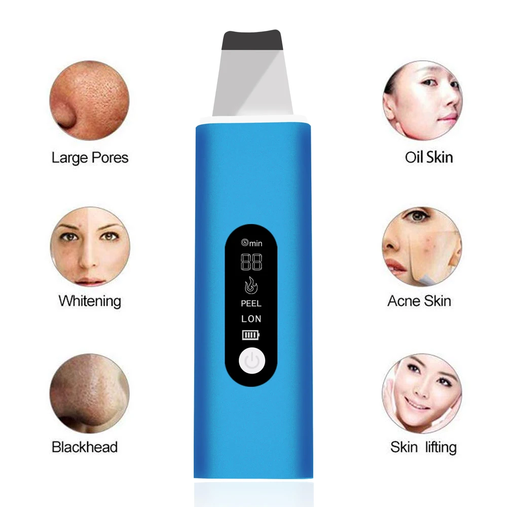 ultrasonic skin scrubber spatula facial beauty vibration massage vacuum blackhead remover face ultrasonic skin scrubber