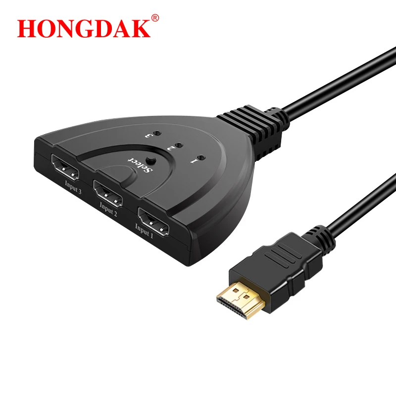 Разветвитель Hdmis с 3 портами 4k * 2k, переключатель Sp1080p 3d, 3x1 автоматический переключатель, 3-в-1 выход, преобразователь с отрезом, кабель 1 в 3
