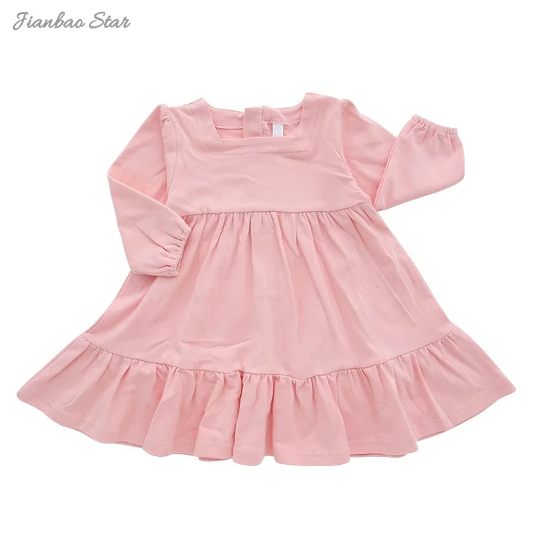 Wholesale custom design baby kids long sleeve dress lovely baby romper set autumn solid color fashion baby girl skirt