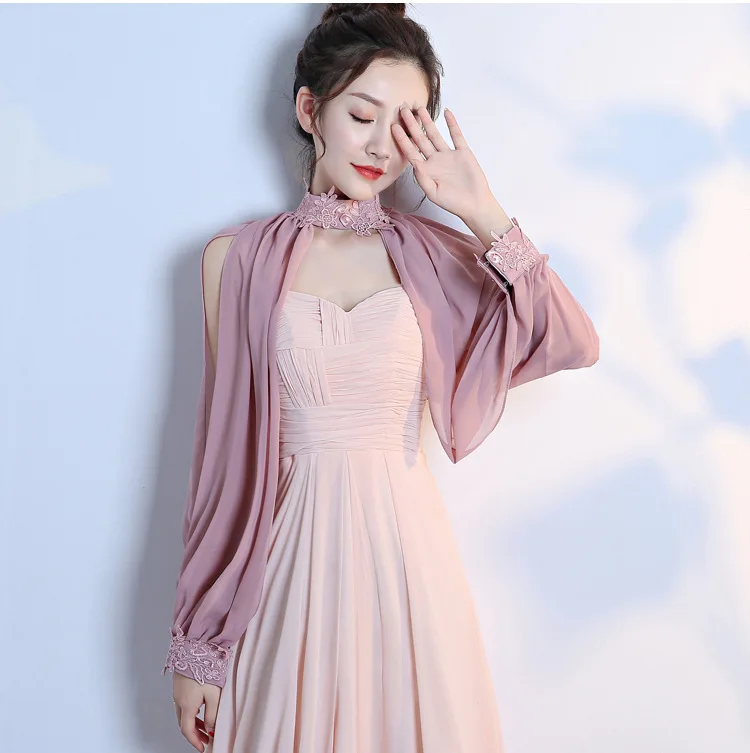Summer Women Side Split Long Sleeve Wedding Cape Shawl Women Halter Neck Shrug Open Front Lace Party shawl