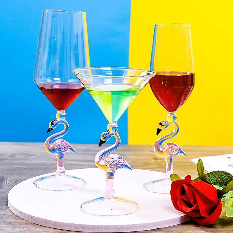 Hot Selling Special Design Flamingo Shape Decorative Home bar Restaurant Bordeaux Glass Wine Goblet