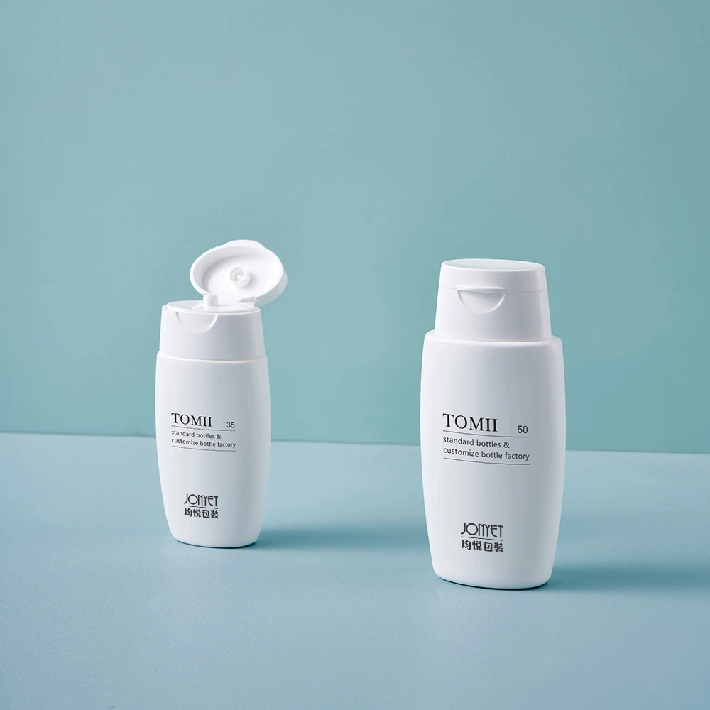 50ml plastic bottle squeeze with flip cover 30ml 1oz cosmetic tubes packaging white sunscreen lotion plastic bottle