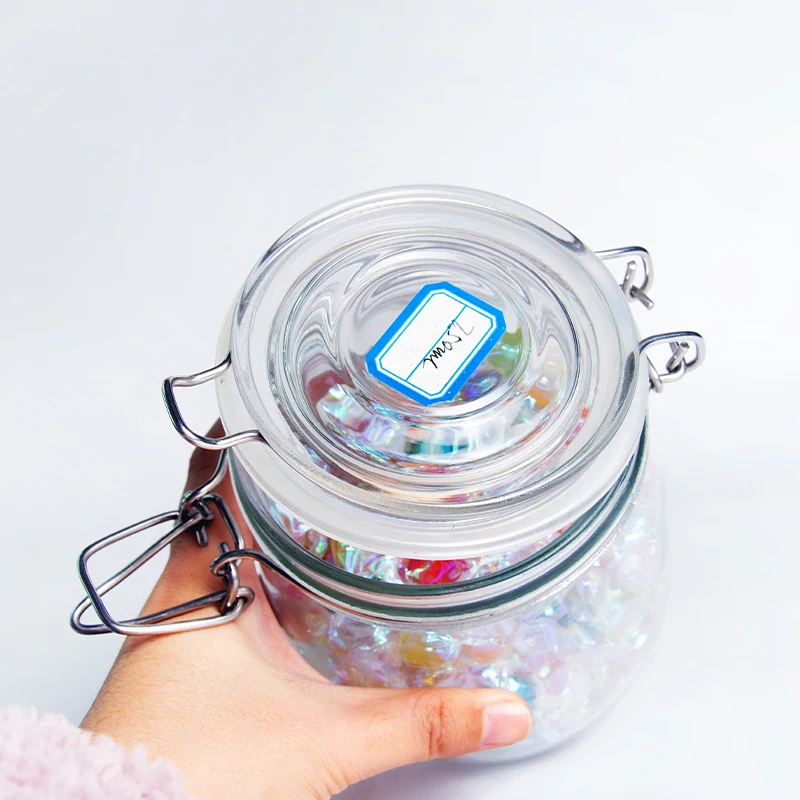 750ml 500ml Clear Kitchen Food Storage Flip Airtight Sealed Jar Glass Spice Canning Glass Clip Top Mason Jars with Lock lid