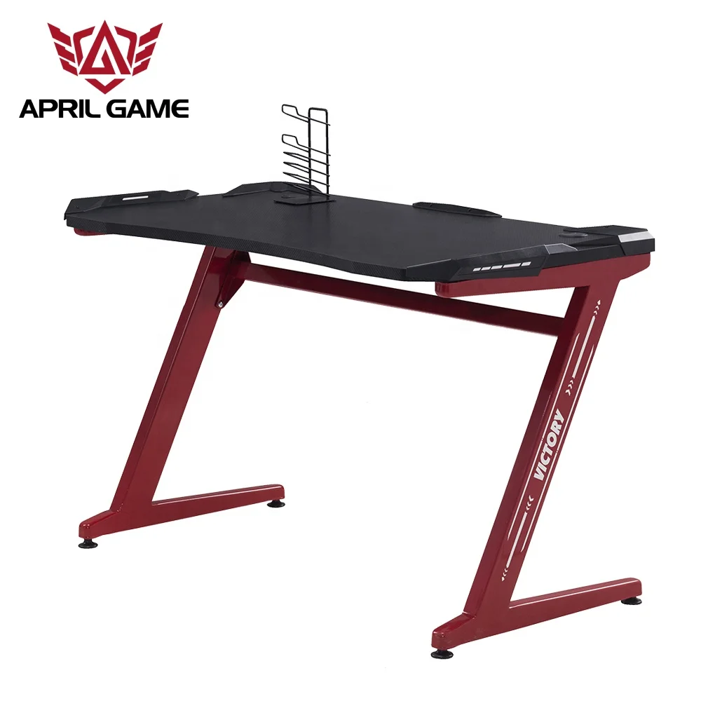 April Game Y-GD27 MDF Steel Home Office Laptop Desk Computer Gaming Desk Red with ABS Protector