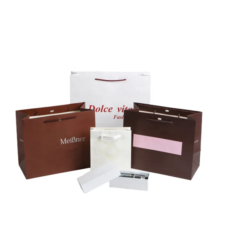 
Manufacturer custom low cost glossy laminated fancy famous brand logo print packaging paper shopping bag 